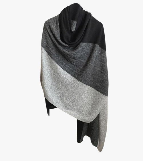 Knitted Cashmere Three-Tone Wrap