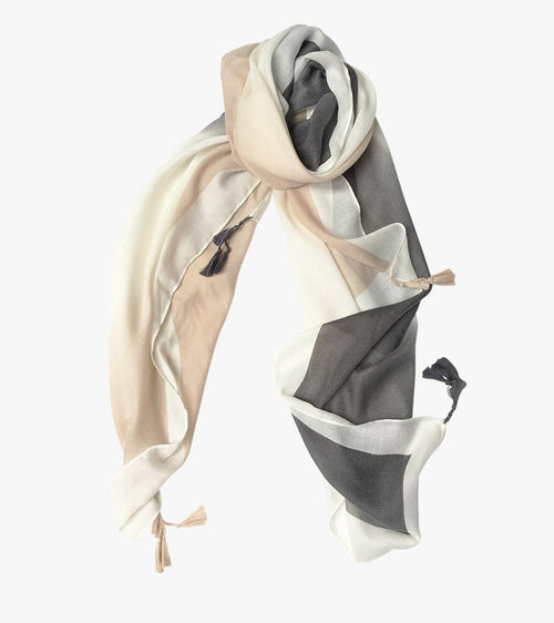 Two-Tone Cotton Tassel Scarf